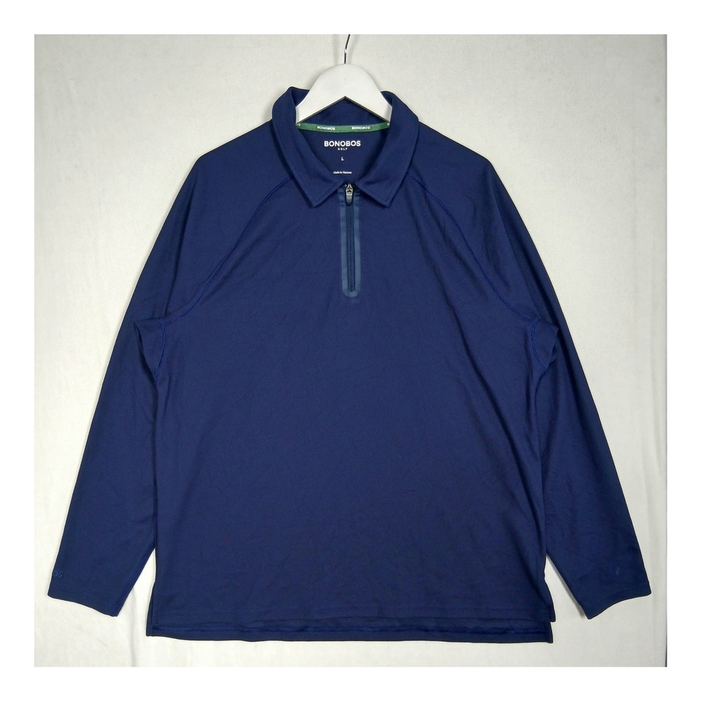 Bonobos Golf Mens Navy Blue Quarter Zip Pullover Shirt Large GKT11539N